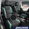 Skechers Memory Foam Car Seat Covers, Air Cool Mesh Thick Seat Covers, Car Seat Cover Full Sets, Airbag Compatible, Automotive Comfort Protection for Most Cars,Vans,Trucks, SUVs,Blue(Black&Green)