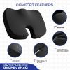 Skechers Memory Foam Seat Cushion,Office Chair Cushion for Tailbone Pain Relief,Butt Pillow for Office Chair,Car seat Cushion,Computer Desk,Long Sitting Office Workers,and Car Drivers,Black(Black)