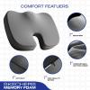 Skechers Memory Foam Seat Cushion,Office Chair Cushion for Tailbone Pain Relief,Butt Pillow for Office Chair,Car seat Cushion,Computer Desk,Long Sitting Office Workers,and Car Drivers,Black(Grey)