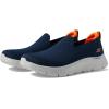 Skechers Men’s Gowalk Flex-Athletic Slip-on Casual Walking Shoes with Air Cooled Foam Sneakers(Navy/Orange 1)