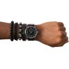 Skechers Men’s Watch and Stackable Bracelet or Interchangeable Band Gift Set(Black Faux Leather/Braid/Bead)