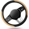 Skechers Steering Wheel Cover,Memory Foam Car Steering Wheel Cover,14.5-15inch Anti-Slip Safety Comfortable Desgin, Universal Accessory for Diverse Cars, Truck,SUV (Black & Red)(Beige)