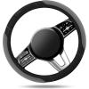 Skechers Steering Wheel Cover,Memory Foam Car Steering Wheel Cover,14.5-15inch Anti-Slip Safety Comfortable Desgin, Universal Accessory for Diverse Cars, Truck,SUV (Black & Red)(Gray)