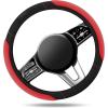 Skechers Steering Wheel Cover,Memory Foam Car Steering Wheel Cover,14.5-15inch Anti-Slip Safety Comfortable Desgin, Universal Accessory for Diverse Cars, Truck,SUV (Black & Red)(Red)