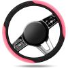 Skechers Steering Wheel Cover,Memory Foam Car Steering Wheel Cover,14.5-15inch Anti-Slip Safety Comfortable Desgin, Universal Accessory for Diverse Cars, Truck,SUV (Black & Red)(Pink)