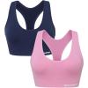 Skechers Women’s Seamless Racerback Sports Bra 2 Pack, Sostén Deportivo, Comfortable Flexible Movement , Fitness and Yoga(Sachet Pink / Dress Blues)