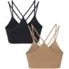 Skechers Women’s Seamless Strappy Sports Bra 2 Pack, Sostén Deportivo, Comfortable Flexible Movement, Fitness and Yoga(Tanzine / Black)