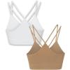 Skechers Women’s Seamless Strappy Sports Bra 2 Pack, Sostén Deportivo, Comfortable Flexible Movement, Fitness and Yoga(Tanzine / White)