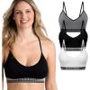 Skechers 3 Pack Womens Sports Bra, Sujetador Deportivo, Seamless Bralette, Yoga Athletic Workout(Black Beauty/Sleet/Bright White)