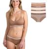 Skechers 4 Pack Womens Undwear, Solid Seamless Panty with Logo, Ropa Interior Sin Costuras, Moisture Wicking(Brown/Shade/Nude/Blush)