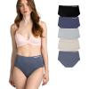 Skechers 5 Pack Womens Briefs, Seamless Underwear Panties, Ropa Sin Costuras Para Mujeres(Black/Blue/Mushroom/Beige/Grey)