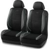 Skechers Air-Cooled Memory Foam Seat Covers,Mesh Thick Car Seat Covers,Piping Leather Car Seat Covers Front Seats,Airbag Compatible,Automotive Comfort Universal FitMost Cars,Vans,Truck,SUV,Black(Black and Mint)