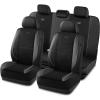 Skechers Air-Cooled Memory Foam Seat Covers,Mesh Thick Car Seat Covers,Piping Leather Car Seat Covers Front Seats,Airbag Compatible,Automotive Comfort Universal FitMost Cars,Vans,Truck,SUV,Black(Black & Grey)