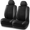 Skechers Air-Cooled Memory Foam Seat Covers,Mesh Thick Car Seat Covers,Piping Leather Car Seat Covers Front Seats,Airbag Compatible,Automotive Comfort Universal FitMost Cars,Vans,Truck,SUV,Black(Black and Grey)