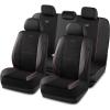 Skechers Air-Cooled Memory Foam Seat Covers,Mesh Thick Car Seat Covers,Piping Leather Car Seat Covers Front Seats,Airbag Compatible,Automotive Comfort Universal FitMost Cars,Vans,Truck,SUV,Black(Black & Red)