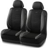 Skechers Air-Cooled Memory Foam Seat Covers,Mesh Thick Car Seat Covers,Piping Leather Car Seat Covers Front Seats,Airbag Compatible,Automotive Comfort Universal FitMost Cars,Vans,Truck,SUV,Black(Black and Beige)