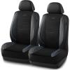 Skechers Air-Cooled Memory Foam Seat Covers,Mesh Thick Car Seat Covers,Piping Leather Car Seat Covers Front Seats,Airbag Compatible,Automotive Comfort Universal FitMost Cars,Vans,Truck,SUV,Black(Black and BLue)