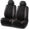 Skechers Air-Cooled Memory Foam Seat Covers,Mesh Thick Car Seat Covers,Piping Leather Car Seat Covers Front Seats,Airbag Compatible,Automotive Comfort Universal FitMost Cars,Vans,Truck,SUV,Black(Black and Red)