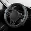 Skechers Air-Cooled Steering Wheel Cover,Leather Car Steering Wheel Cover Universal Fit 14″ 1/2-15″ Car Wheel Protector for Men Women Fit Suvs,Vans,Sedans,Car,Trucks,Black(Grey)