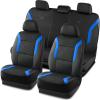 Skechers Memory Foam Car Seat Covers, Air Cool Mesh Thick Seat Covers, Car Seat Cover Full Sets, Airbag Compatible, Automotive Comfort Protection for Most Cars,Vans,Trucks, SUVs,Blue(Black&Blue)