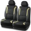 Skechers Memory Foam Car Seat Covers, Air Cool Mesh Thick Seat Covers, Car Seat Cover Full Sets, Airbag Compatible, Automotive Comfort Protection for Most Cars,Vans,Trucks, SUVs,Blue(Black and Beige)