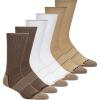 Skechers Men’s 6 Pack Work Crew Socks(Coffee/White/Khaki)