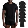 Skechers Men’s Classic Fit Crew Neck Undershirt, Tag Free T-Shirts, Lightweight Camisetas, Moisture-Wicking 6 Pack(Black)