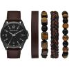 Skechers Men’s Watch and Stackable Bracelet or Interchangeable Band Gift Set(Brown/Black/Braid)
