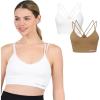 Skechers Women’s Seamless Strappy Sports Bra 2 Pack, Sostén Deportivo, Comfortable Flexible Movement, Fitness and Yoga(Tanzine / White)