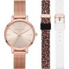 Skechers Women’s Watch and Interchangeable Band Gift Set(Rose Gold  Cheetah/White)