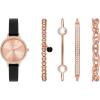 Skechers Women’s Watch and Stackable Bracelet Gift Set(Black/Rose Gold Pearl)