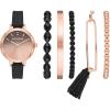 Skechers Women’s Watch and Stackable Bracelet Gift Set(Rose Gold/Black Bracelet Set)