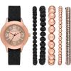 Skechers Women’s Watch and Stackable Bracelet Gift Set(Rose/Black Glitter Bracelet Set)