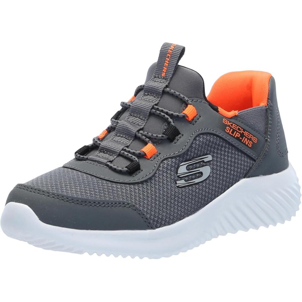 imageSkechers Boys BounderBriskBurst SneakerCharcoalOrange