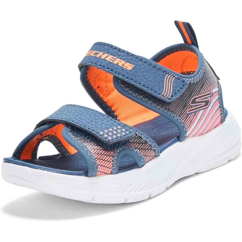 imageSkechers Boys MicrospecSplash SandalNavyOrange