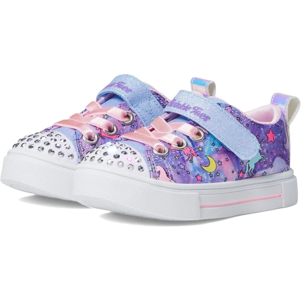 imageSkechers Girls Twinkle Sparks IceHeather  LightUp Sneakers Cushioned Comfort Flexible SolePurpleMulti