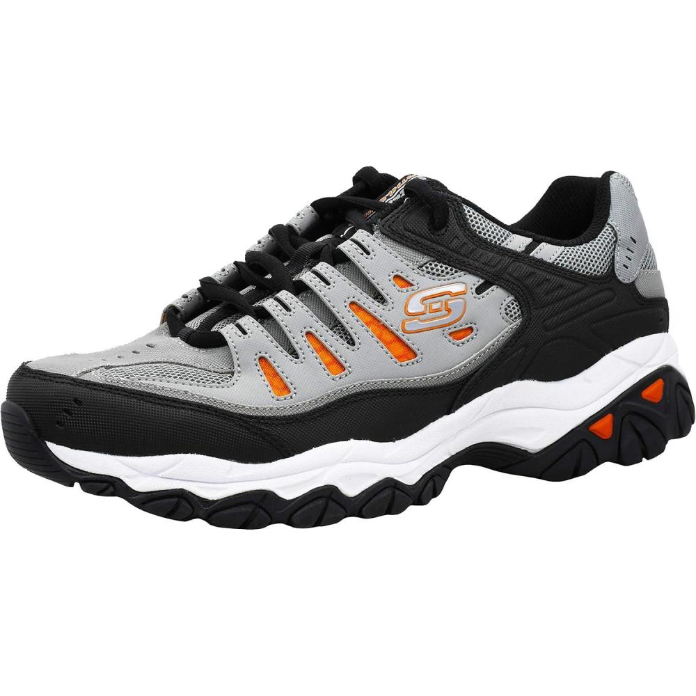 imageSkechers Mens Afterburn M Fit Fashion SneakersGreyOrange