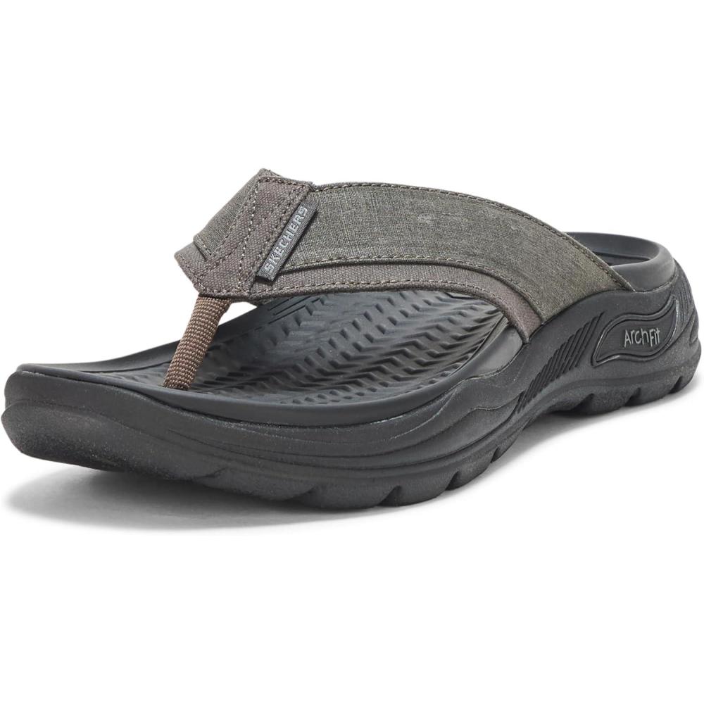 imageSkechers Mens Arch Fit Motley SdRigel Canvas Thong SandalBkcc