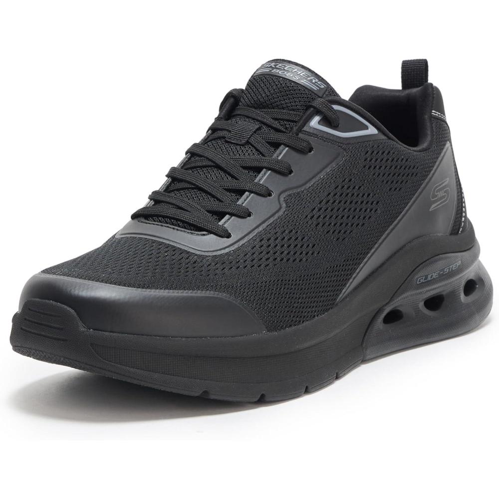 imageSkechers Mens Bobs Glide Step Arc Waves 20Class Rank SneakerBlackBlack