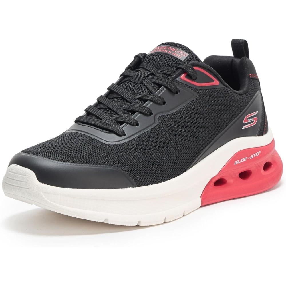 imageSkechers Mens Bobs Glide Step Arc Waves 20Class Rank SneakerBlackWhite