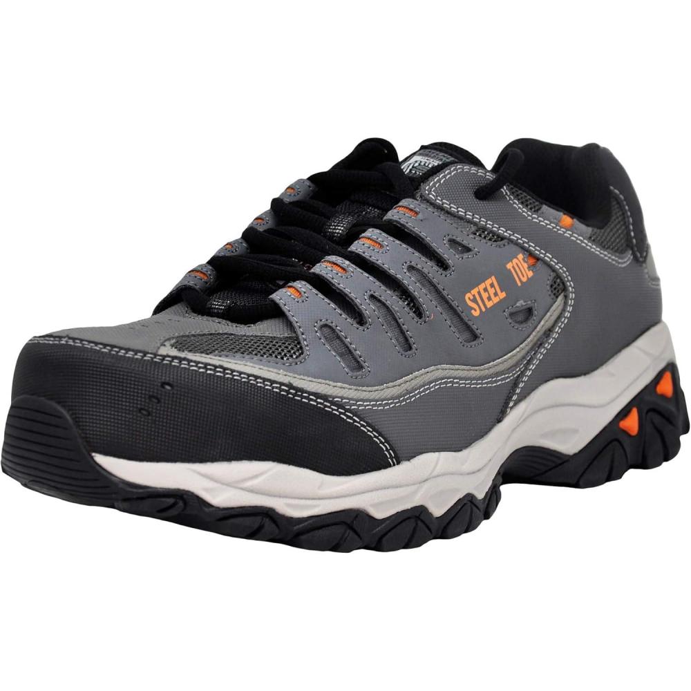 imageSkechers Mens Cankton Steel Toe Electrical Hazard Construction ShoesCharcoalOrange