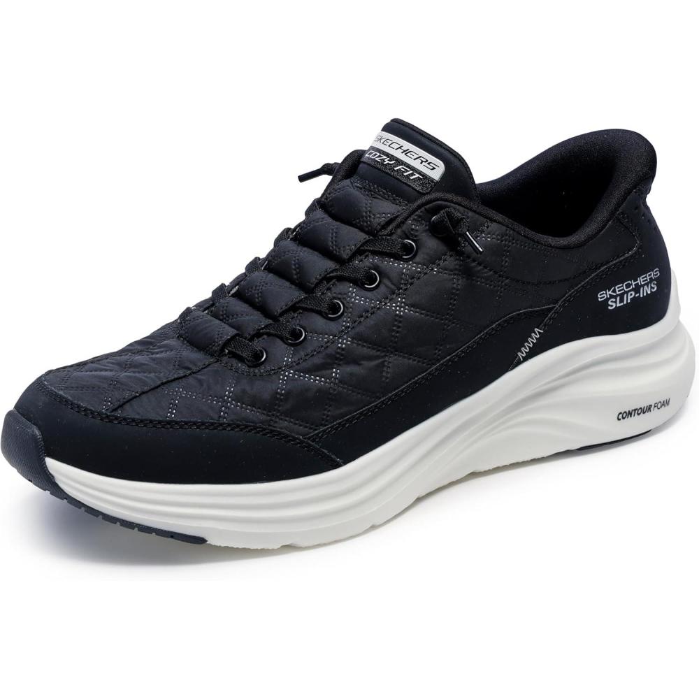imageSkechers Mens Contour Foam Cozy Fit Hands Free Slipin SneakerBlackWhite