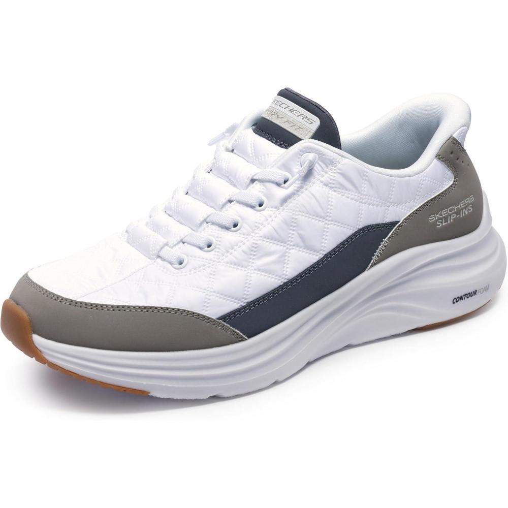 imageSkechers Mens Contour Foam Cozy Fit Hands Free Slipin SneakerWhiteTaupe
