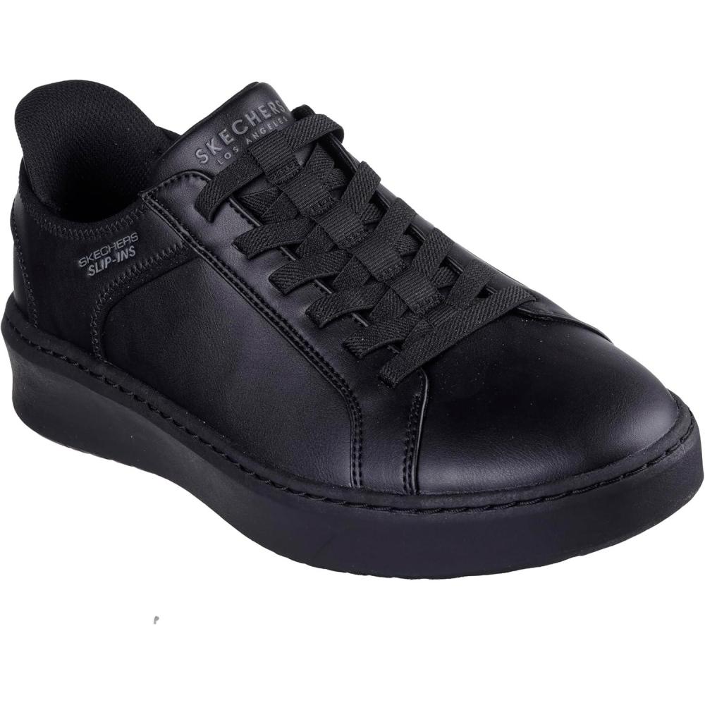imageSkechers Mens Court BreakDouble Vented Hands Freee Slipins SneakerBlackBlack