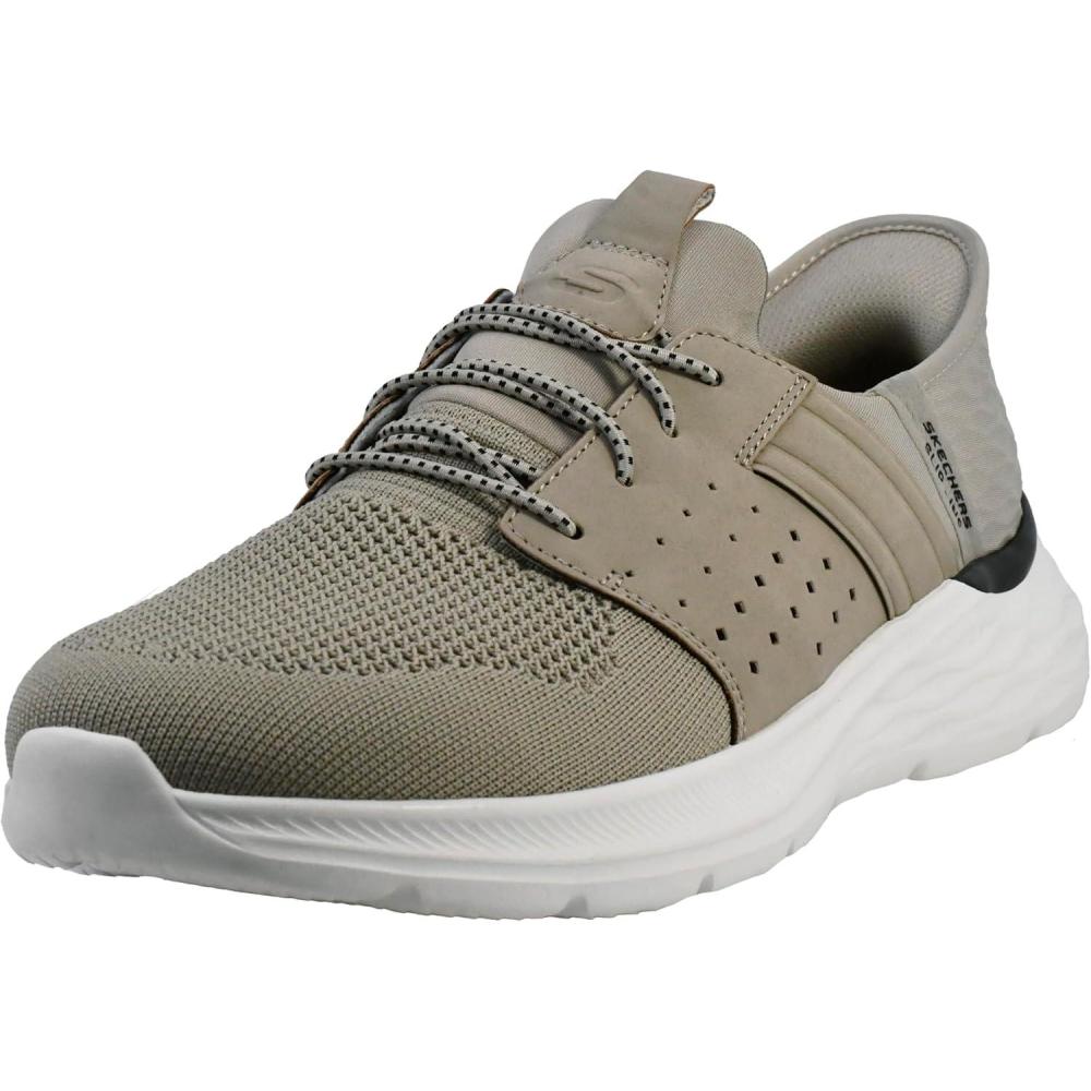 imageSkechers Mens GarnerNewick 210803 Low Profile Bungee Lace SlipInsTaupe