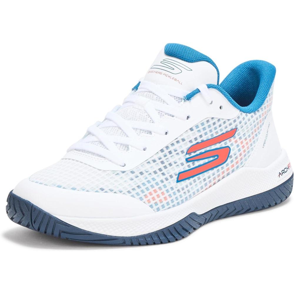 imageSkechers Mens Go Train Arch Fit Viper Court ProPickleball SneakerWhiteTurquoise