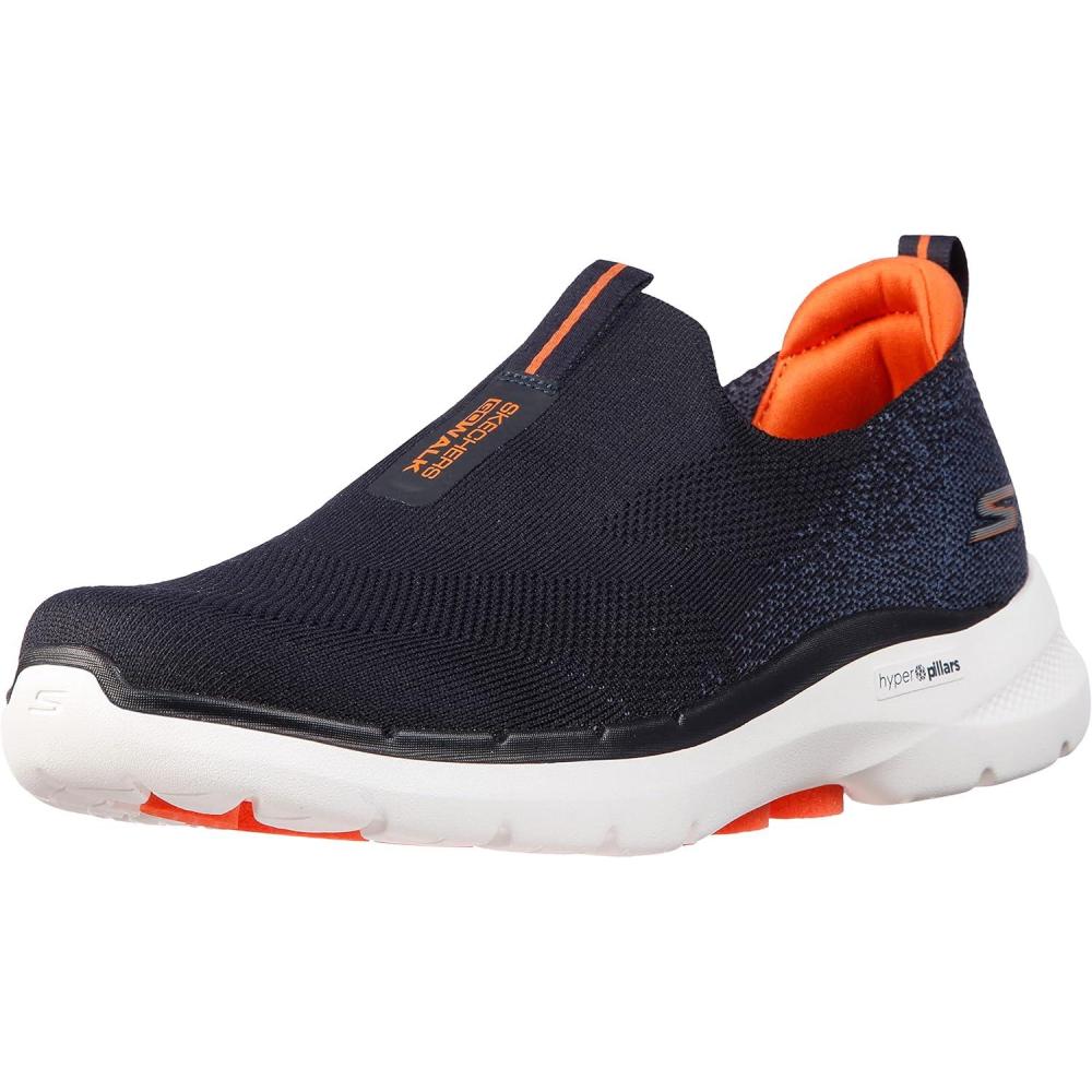 imageSkechers Mens Gowalk 6Stretch Fit Slipon Athletic Performance Walking ShoeNavyOrange