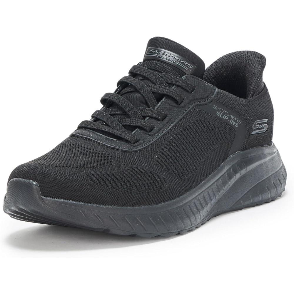 imageSkechers Mens Hands Free Slipins Squad ChaosSolid Step SneakerBlackBlack