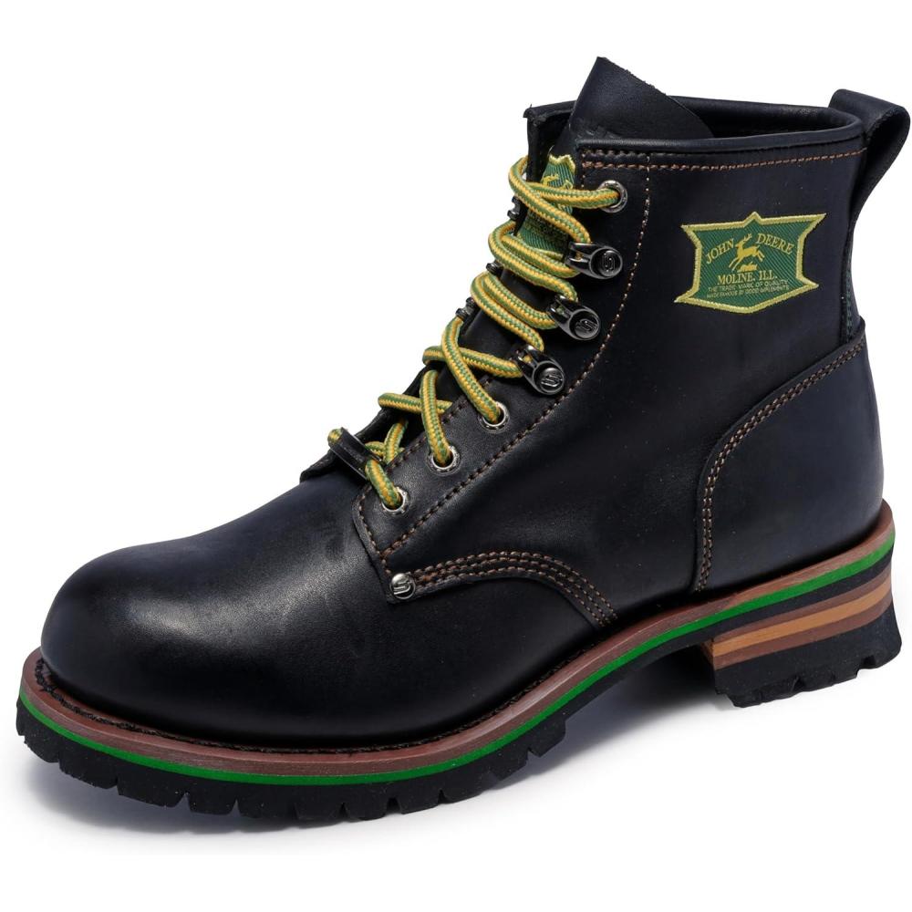 imageSkechers Mens John Deere Cascades Leather Laceup Work BootsBlack