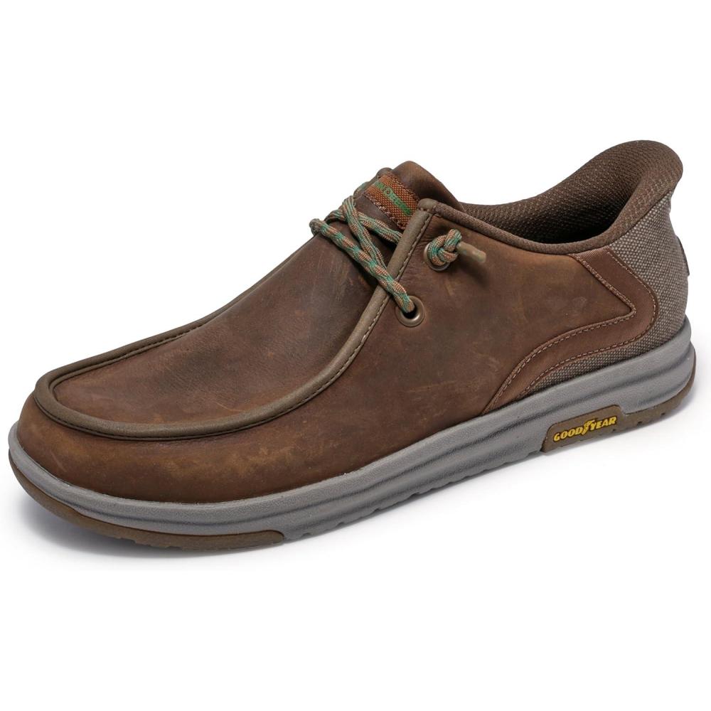 imageSkechers Mens John Deere Leather Moc Toe Bungee Hands Free Slipins OxfordDsrt